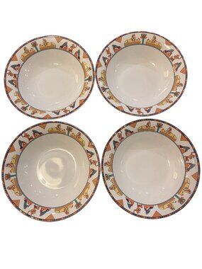 Vintage Vitromaster Sue Zipkin Stoneware Egyptian 7" Salad Bowl Set Of 4
